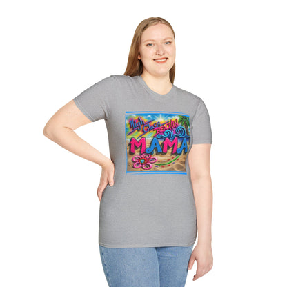 Mama Beach T-Shirt – Tropical "Hi! Aloha MAMA" Vacation Graphic Tee
