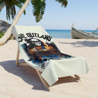 Lake Outlaws Beach Towel — "Forever Summer, Steal the Fun" Skull Pirate Design