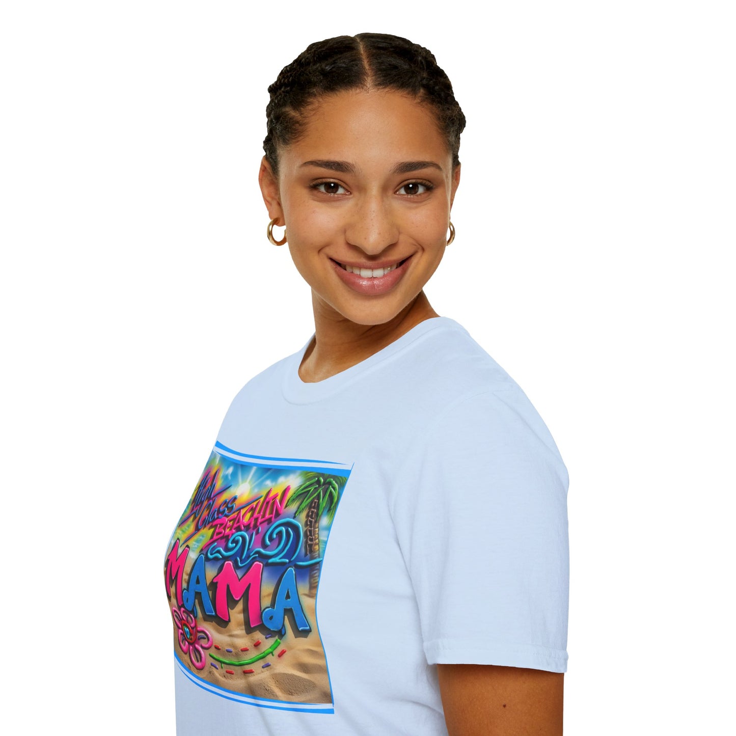 Mama Beach T-Shirt – Tropical "Hi! Aloha MAMA" Vacation Graphic Tee