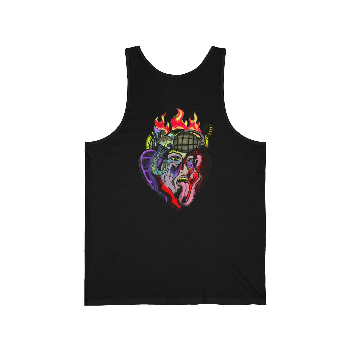 Psychedelic Fungi & Heart Art Tank Top – Unisex Jersey
