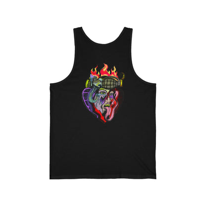 Psychedelic Fungi & Heart Art Tank Top – Unisex Jersey