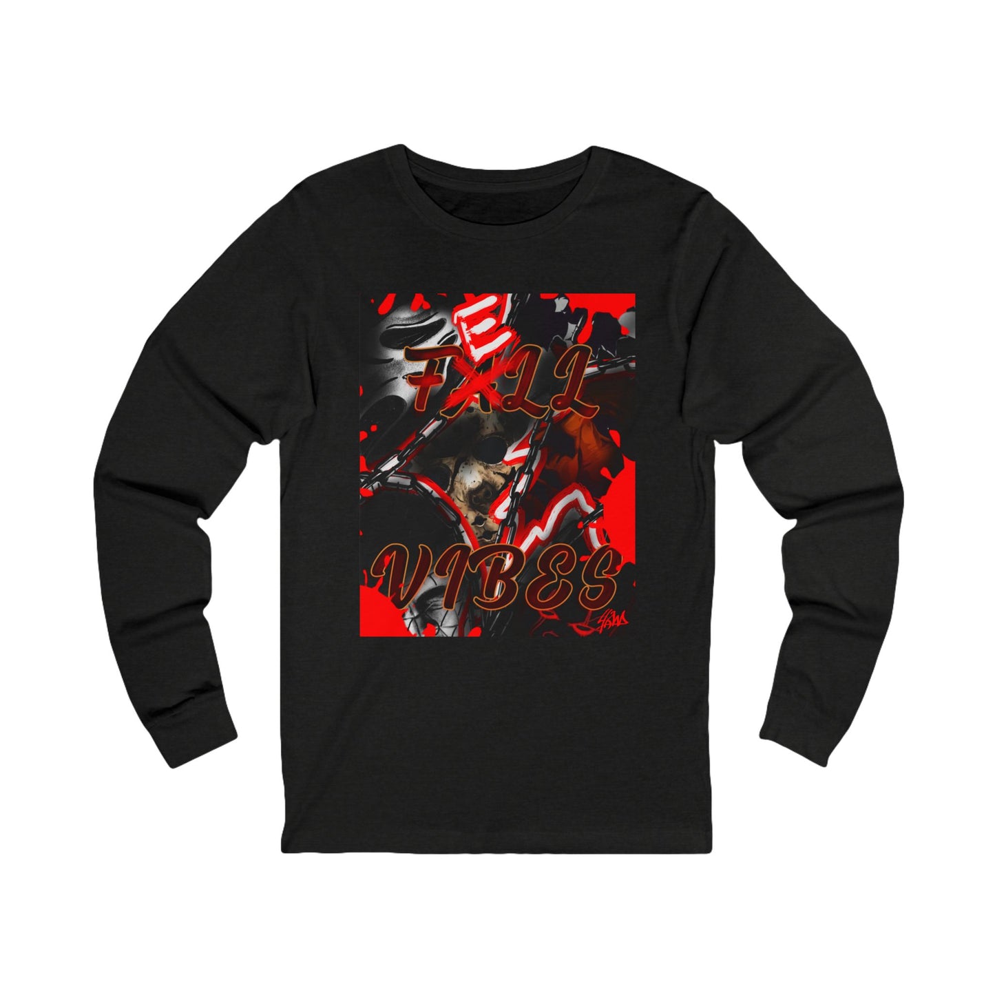 Fall Vibes Long Sleeve Tee, Unisex Black Tee, Casual Wear, Gift for Him/Her, Stylish Streetwear, Fall Fashion