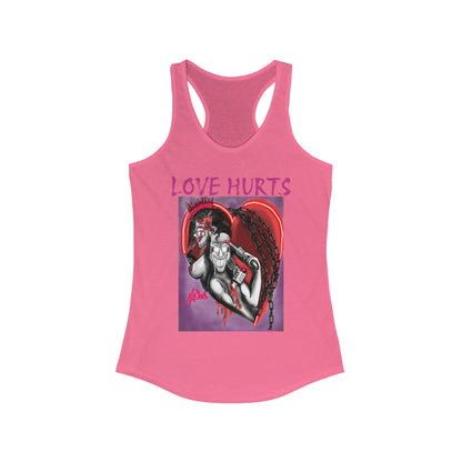 Love Hurts Graphic Racerback Tank Top, Edgy Sleeveless Tee for Artists, Ideal for Festivals, Gym Wear, Casual Outings, Gift Idea