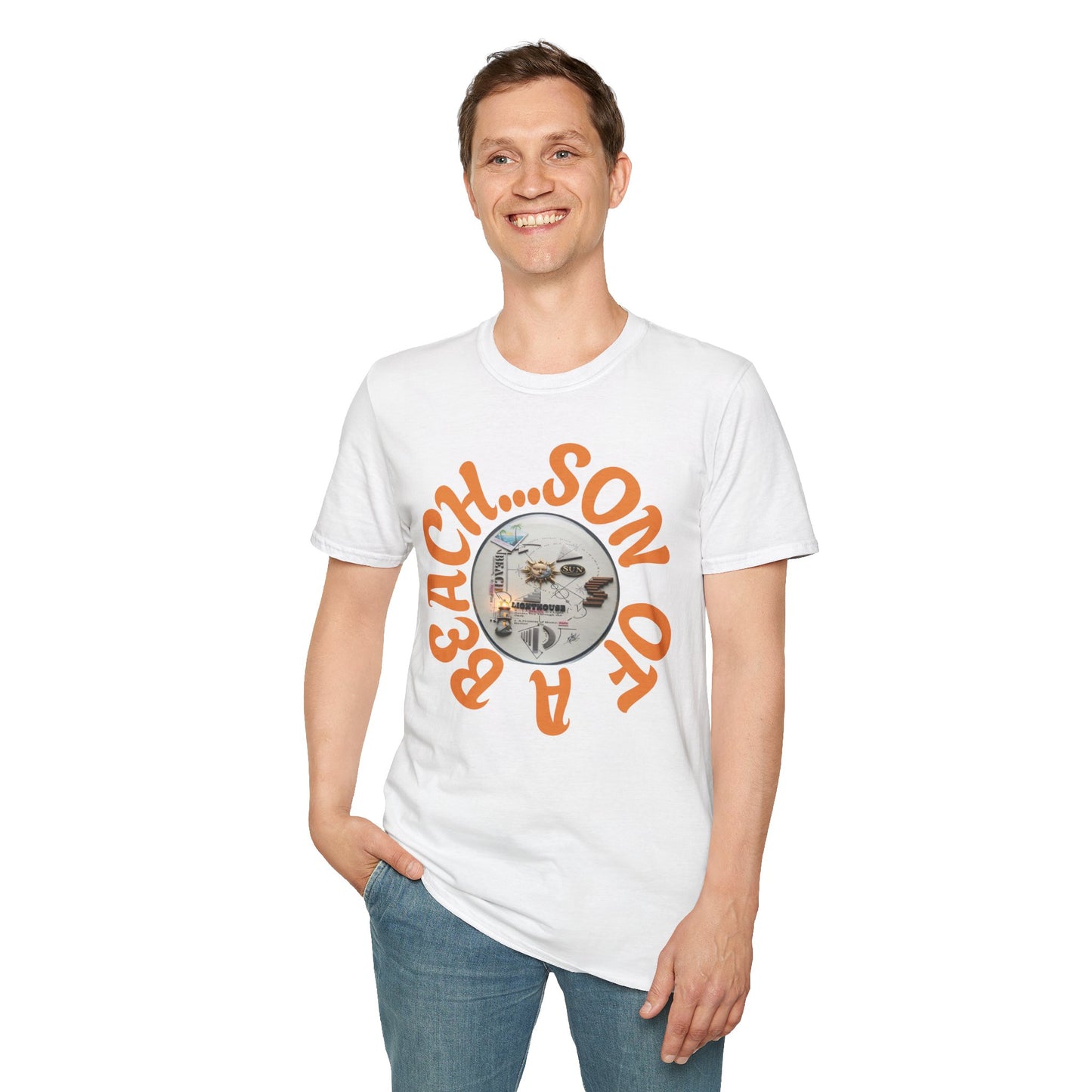 Beach Vibe Graphic T-Shirt — "Beach...Son of a" Retro Surf Design