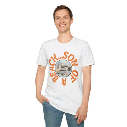 Beach Vibe Graphic T-Shirt — "Beach...Son of a" Retro Surf Design