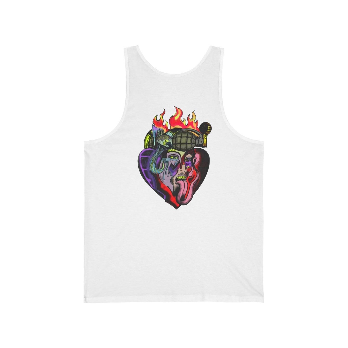 Psychedelic Fungi & Heart Art Tank Top – Unisex Jersey