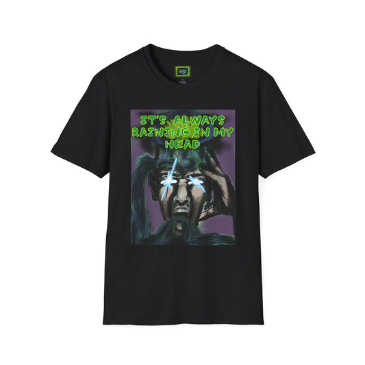 Unisex Graphic T-Shirt - "It's Always Raining in My Head" Horror Art Tee