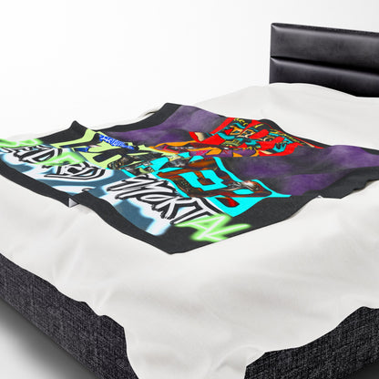Cozy Velveteen Plush Blanket - Funky Graphic Throw for Chill Evenings, Gifts for Gamers, Home Decor Essentials