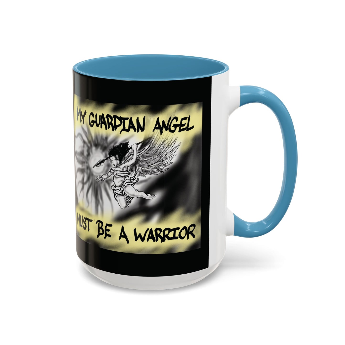 Guardian Angel Warrior Coffee Mug, Spiritual Gift, Protector Mug, Angel Decor, Cosy Homeware, Inspirational Quote