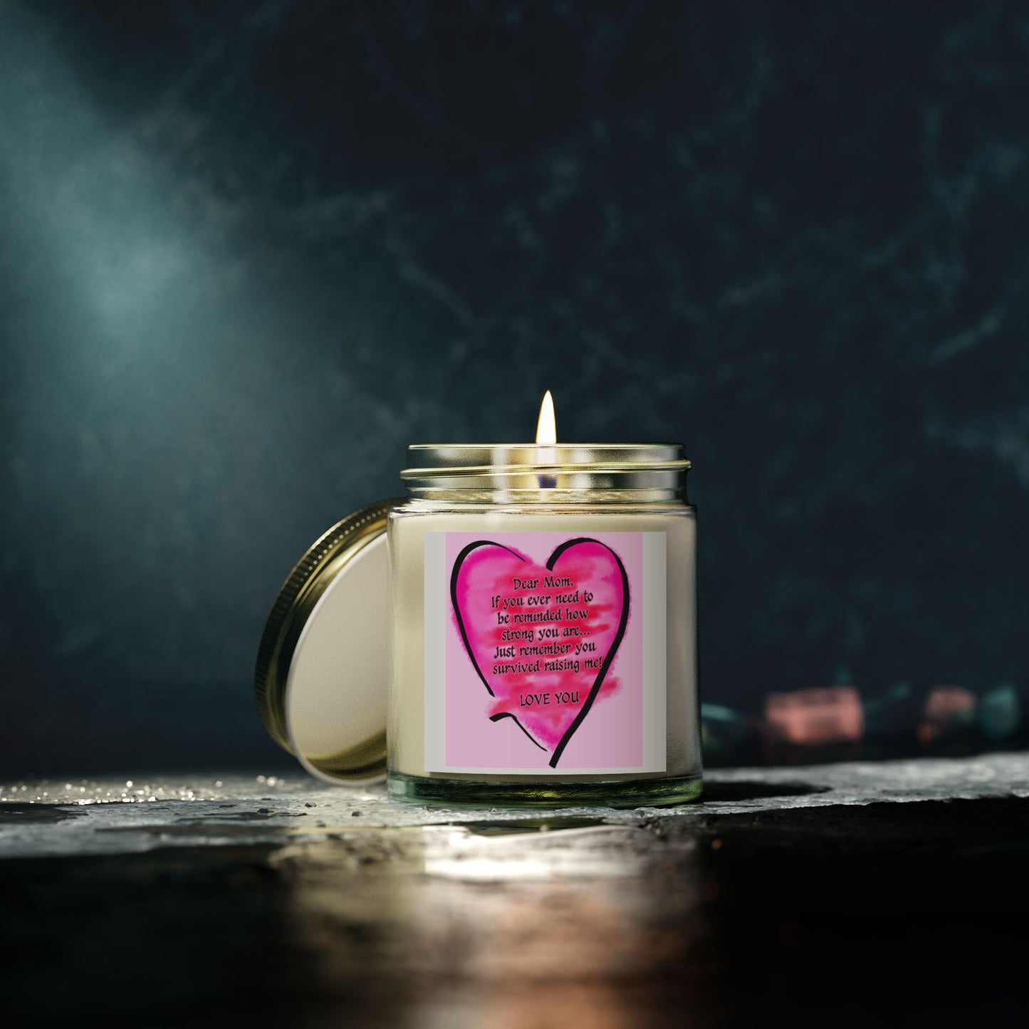 Heartfelt Scented Candle - Dear Mom Quote, Relaxing Gift, Aromatherapy, Home Décor, Mother's Day Gift, Self-Care