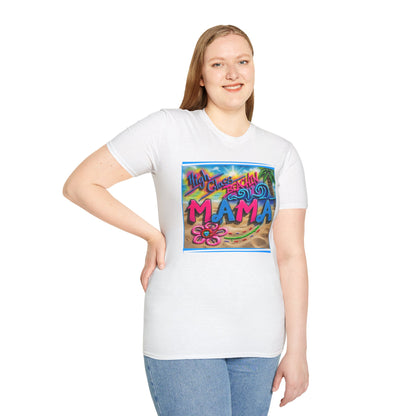 Mama Beach T-Shirt – Tropical "Hi! Aloha MAMA" Vacation Graphic Tee