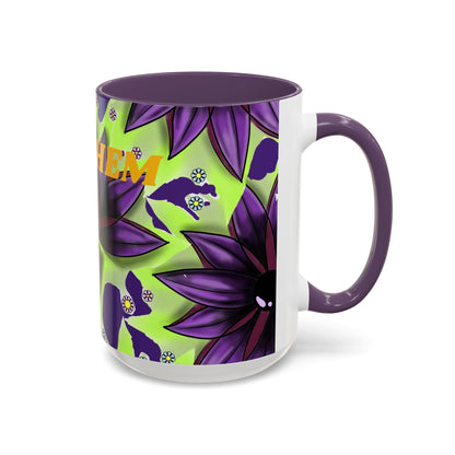 Vibrant Flower Accent Coffee Mug - 11oz & 15oz Semicolon Let Them Design