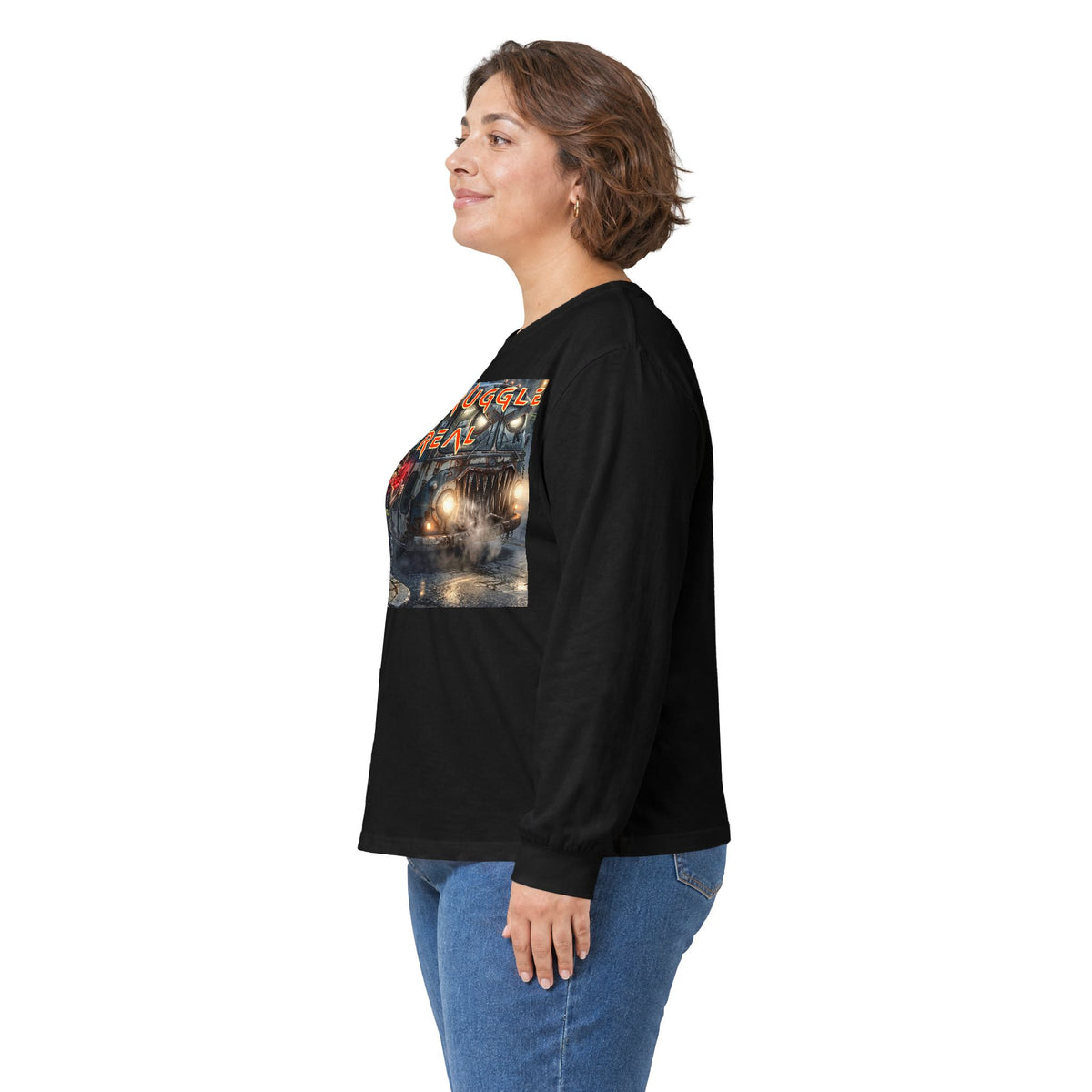 The Struggle Is Real long sleeve tee featuring a moody cinematic street scene by Reese Wilson