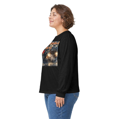 The Struggle Is Real long sleeve tee featuring a moody cinematic street scene by Reese Wilson