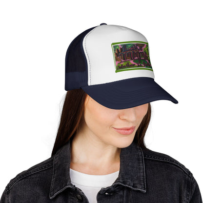 Lake Vibes Trucker Cap — Vintage Nature Graphic ‘Lake’ Mesh Hat