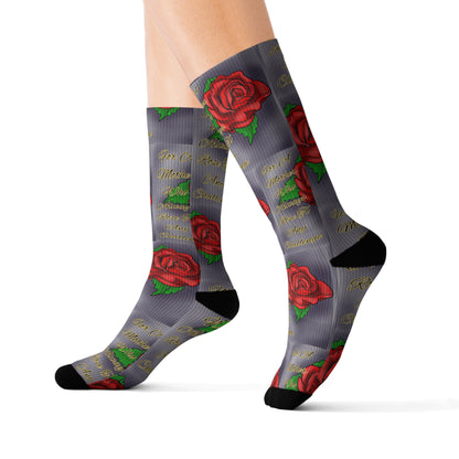 Rose Pattern Sublimation Socks | Cute Gift for Flower Lovers, Unique Fashion Accessory, Cozy Home Wear, Perfect for Birthdays, Floral Design