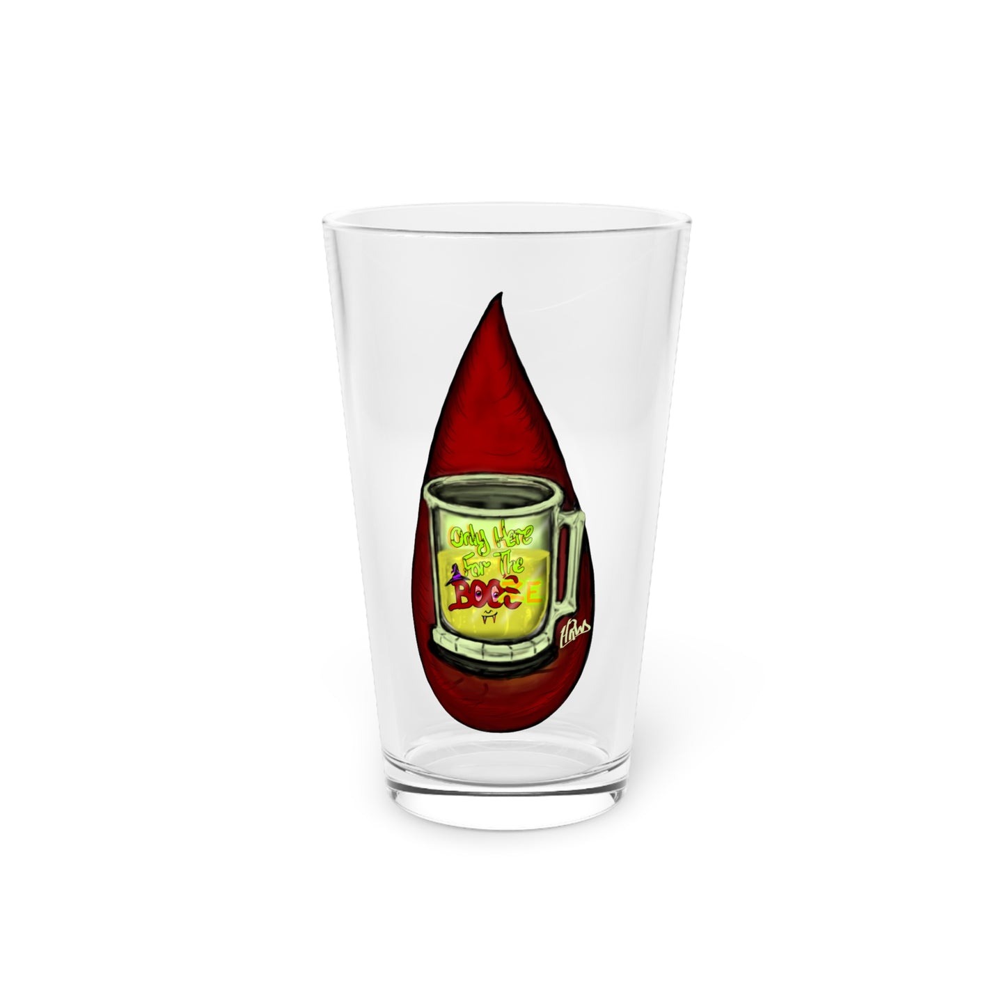 Only here for the boos Pint Glass - 16oz, Perfect for Gifts, Home Bar, Party, Coffee Enthusiasts, Mug Design, Unique Drinkware