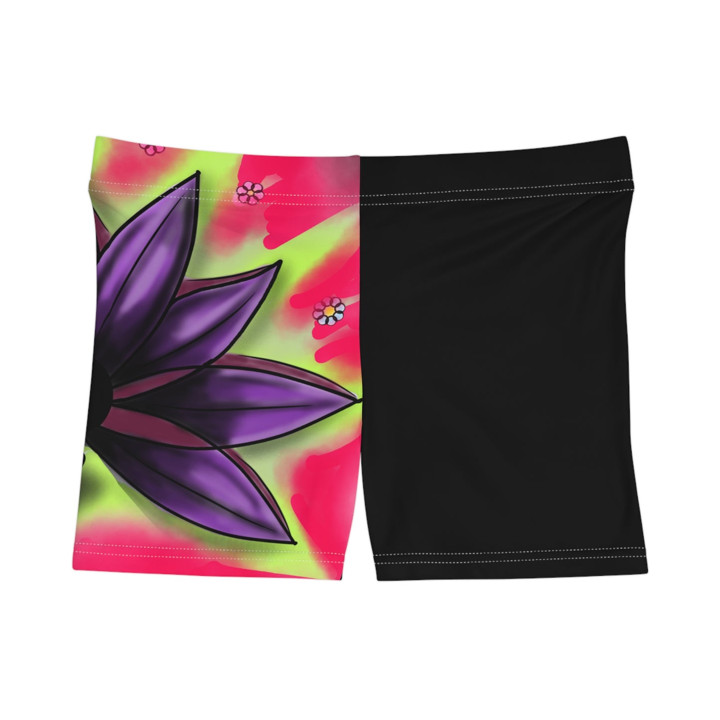 Vibrant Floral Women's Shorts, Trendy Summer Beachwear, Athletic Shorts, Trendy Lotus Design