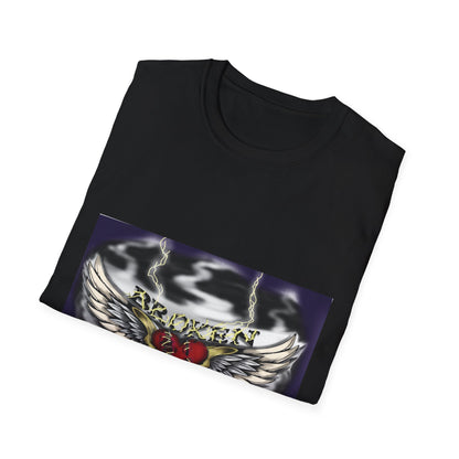 Broken But Golden graphic tee — black, folded