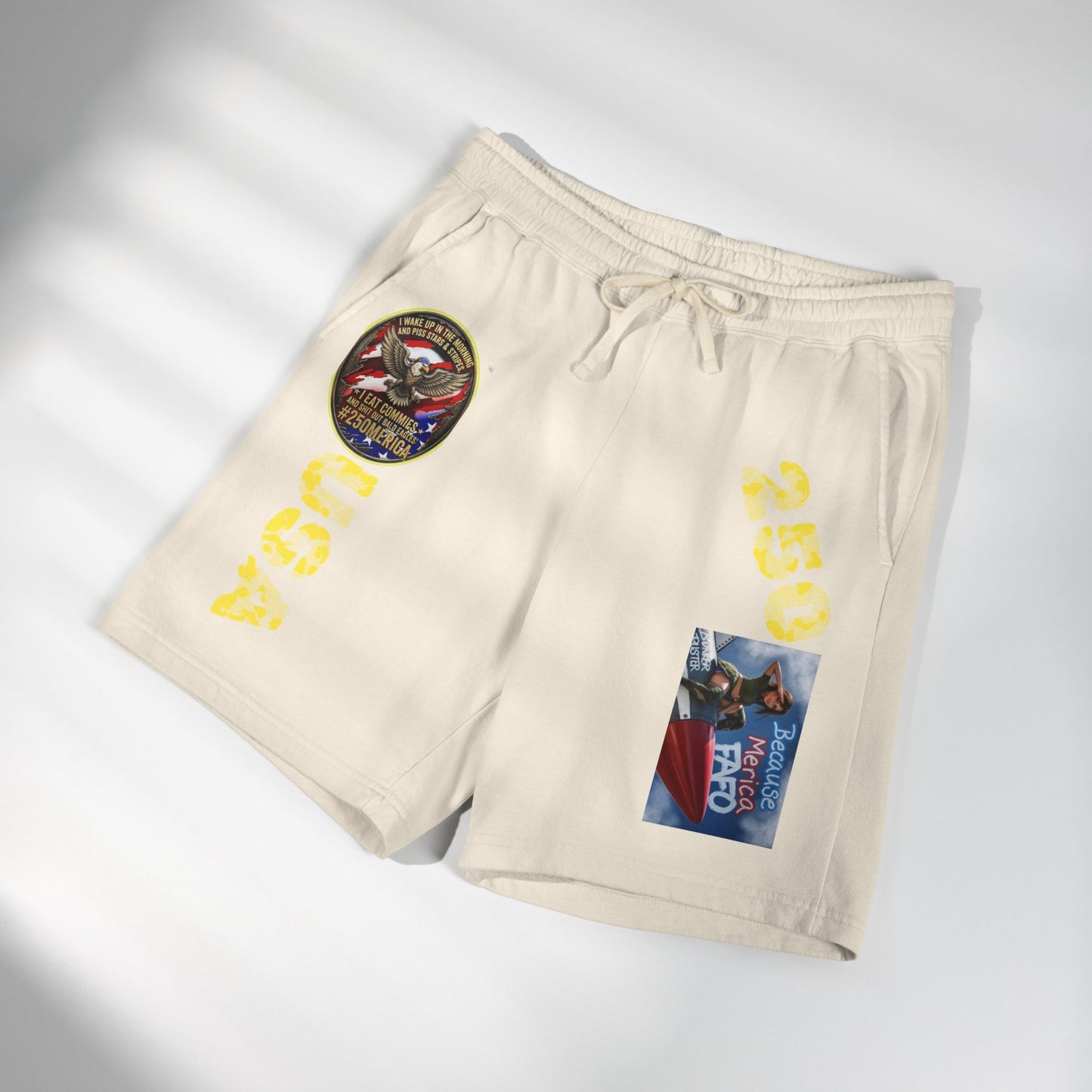 Graphic Sweat Shorts - USA 250 Patch & Retro Hero Print