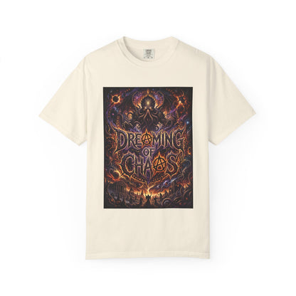 Dreaming of Chaos heavyweight tee — ivory, front view