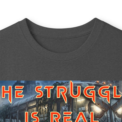 The Struggle Is Real long sleeve tee featuring a moody cinematic street scene by Reese Wilson