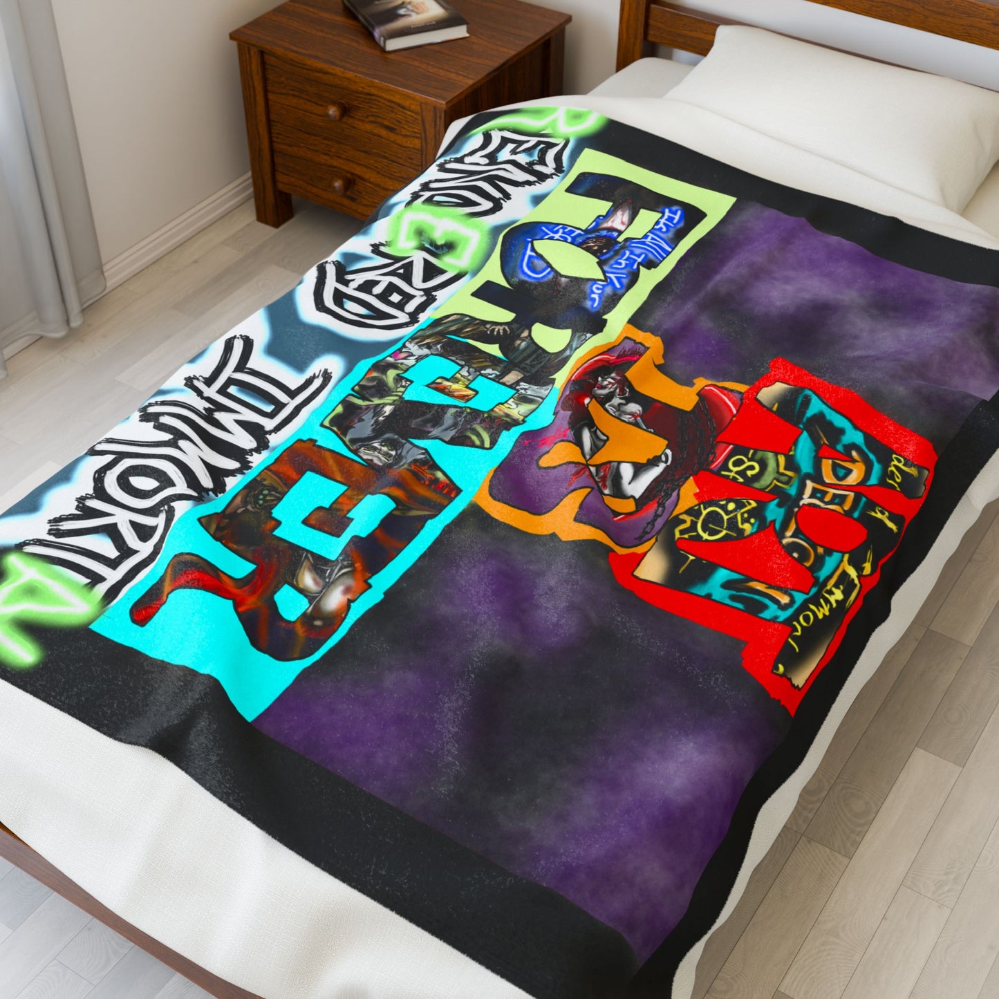 Cozy Velveteen Plush Blanket - Funky Graphic Throw for Chill Evenings, Gifts for Gamers, Home Decor Essentials