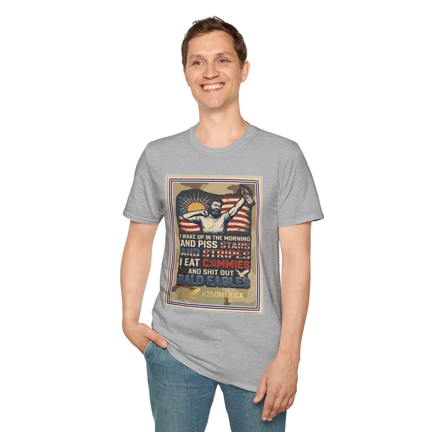 Retro Patriotic T-Shirt — 'I Wake Up in the Morning and Piss Stars' Graphic Tee