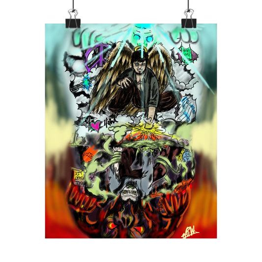 Edgy Matte Vertical Posters with Graffiti Angels, Urban Wall Art, Street Art Decor, Hip Hop Room Decor, Unique Gift for Teenagers