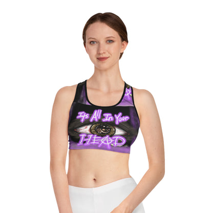 Eye-Catching Sports Bra - "It's All In Your HEAD" Graphic Design