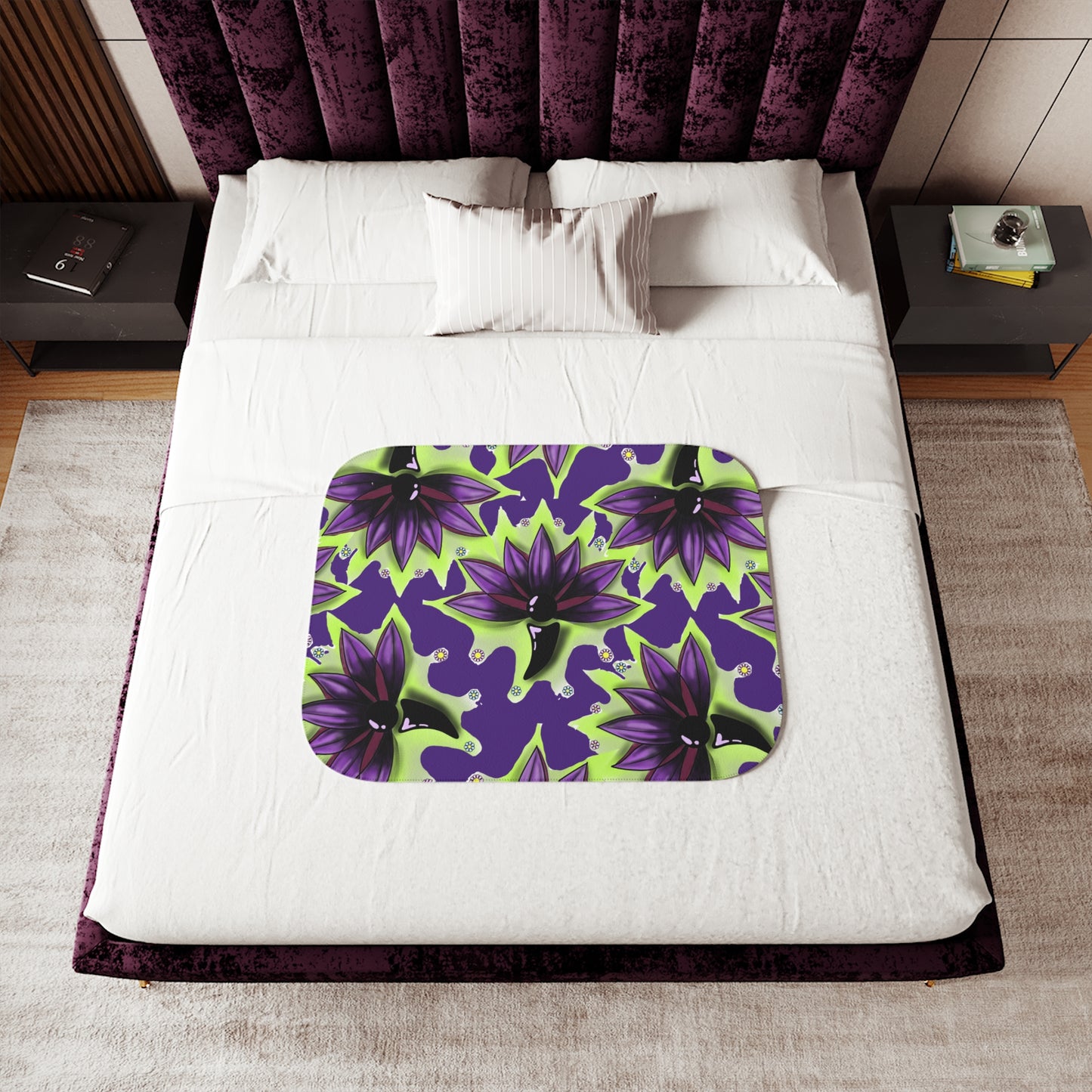 Cozy Sherpa Blanket - Lotus With SemicolonDesign for Home Decor