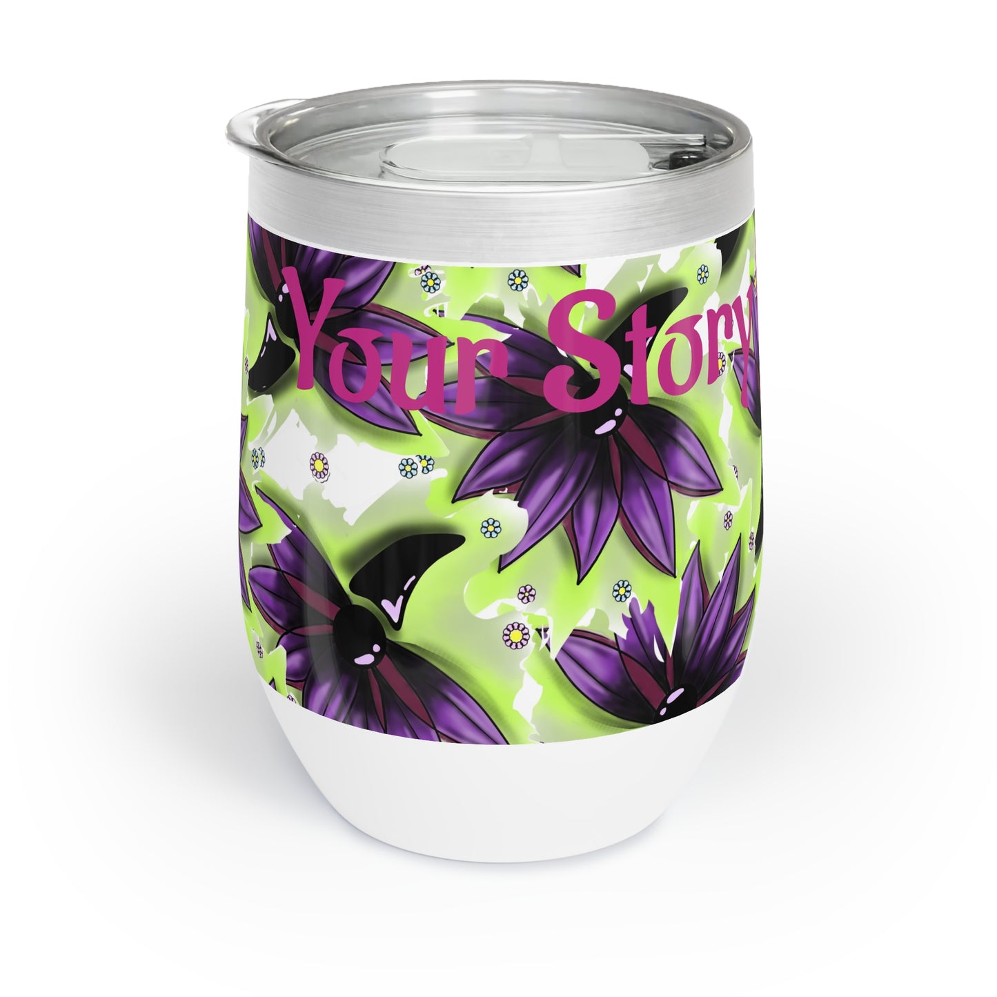 Colorful Floral Wine Tumbler for Stylish Sips Semicolon and Lotus Design