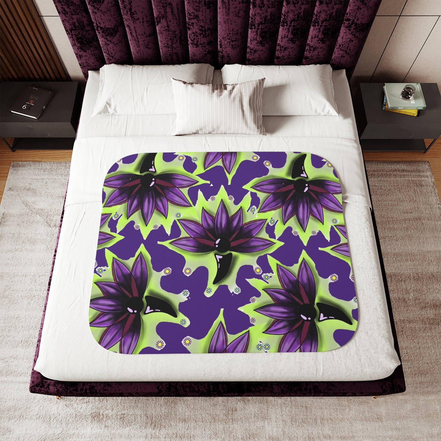 Cozy Sherpa Blanket - Lotus With SemicolonDesign for Home Decor