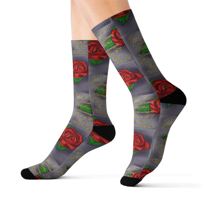 Rose Pattern Sublimation Socks | Cute Gift for Flower Lovers, Unique Fashion Accessory, Cozy Home Wear, Perfect for Birthdays, Floral Design