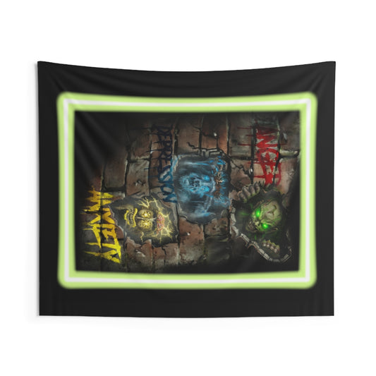 Psych Ward Graffiti Wall Tapestry — Anxiety, Depression, Anger Neon Art