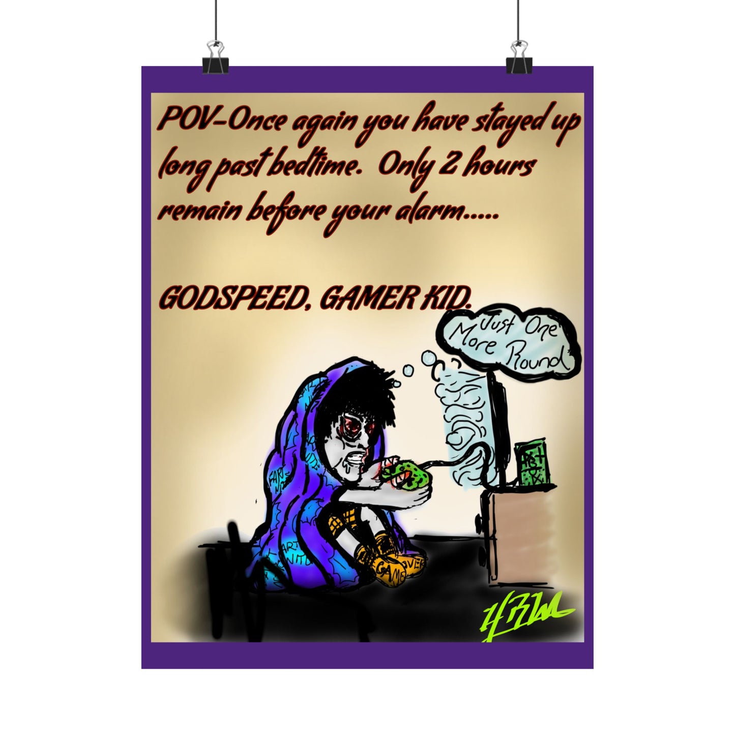 Matte Vertical Posters, Gamer Kid Sleep Deprived Wall Art Print, Gaming Room Decor, Video Game Poster, Teen Bedroom Decoration, Gaming Wall