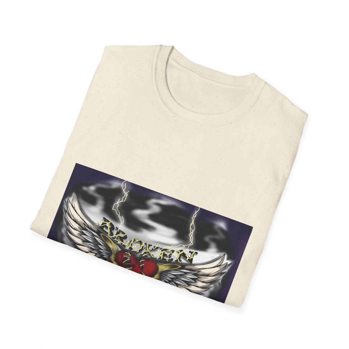 Broken But Golden graphic tee — natural, folded
