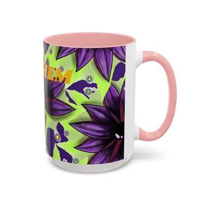 Vibrant Flower Accent Coffee Mug - 11oz & 15oz Semicolon Let Them Design