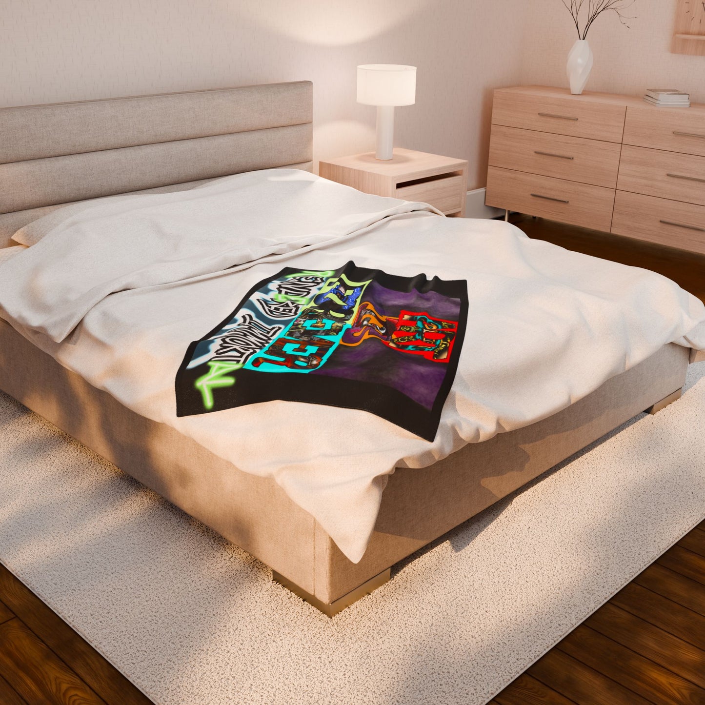 Cozy Velveteen Plush Blanket - Funky Graphic Throw for Chill Evenings, Gifts for Gamers, Home Decor Essentials