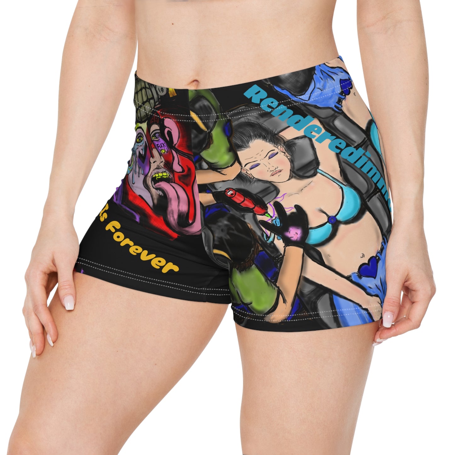 Vibrant Women's Art Shorts, Funky Summer Bottoms, Unique Graphic Beachwear, Festival Vibes, Street Style, Bohemian Look