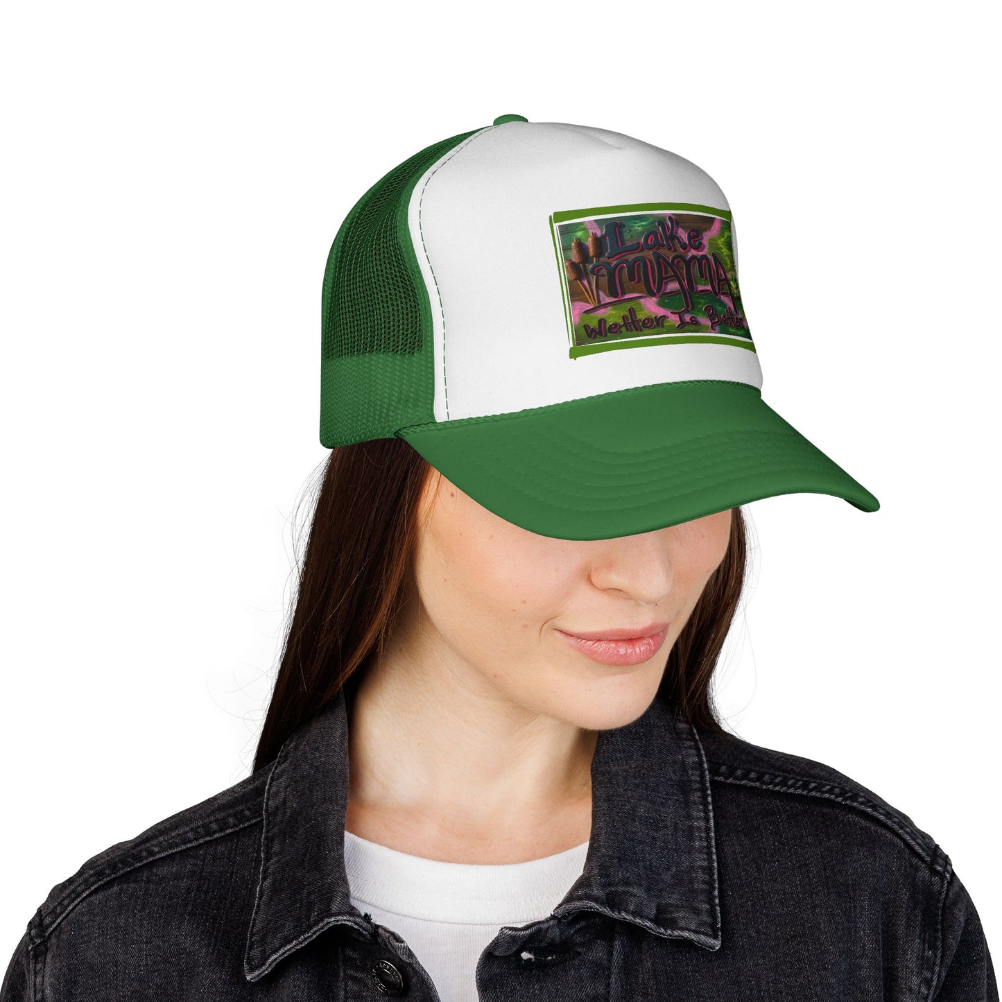 Lake Vibes Trucker Cap — Vintage Nature Graphic ‘Lake’ Mesh Hat