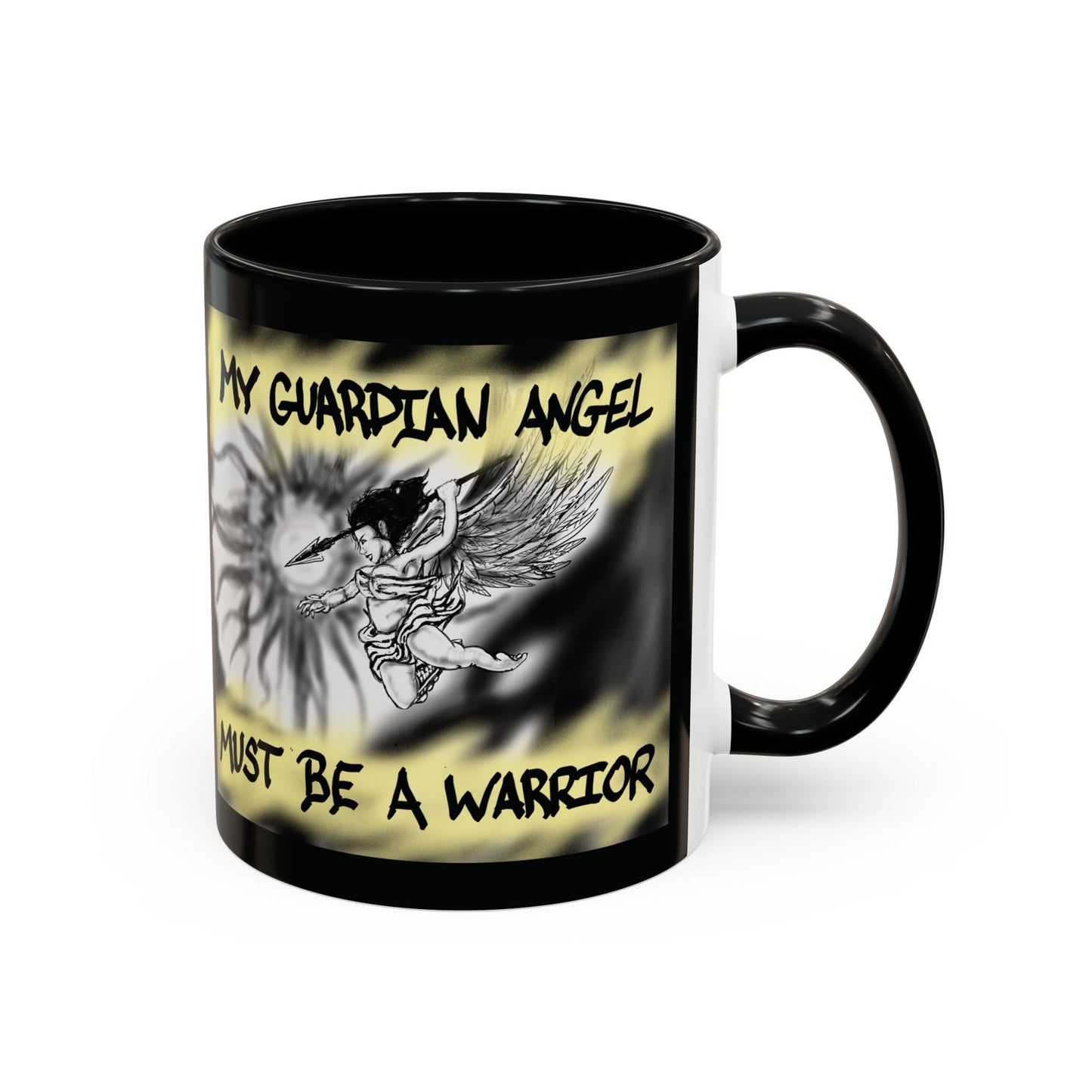 Guardian Angel Warrior Coffee Mug, Spiritual Gift, Protector Mug, Angel Decor, Cosy Homeware, Inspirational Quote