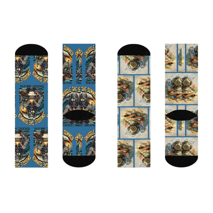 Smuggle the Summer Crew Socks — Vintage Diver Helmet Graphic