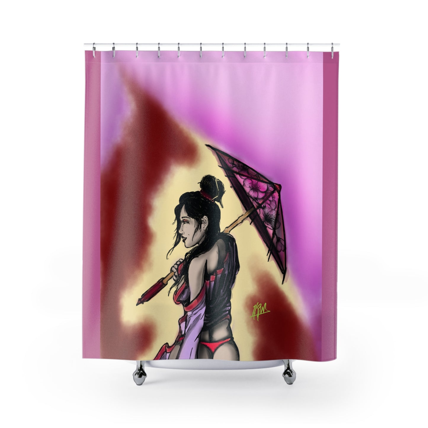 Shower Curtain with Artistic Design, Unique Bathroom Decor, Vibrant Home Accent, Gift for Her, Stylish Shower Accessory