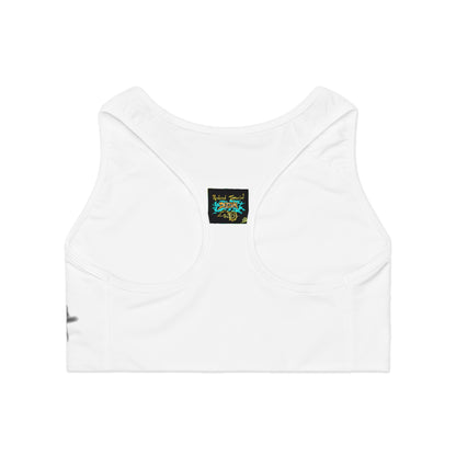 Floral Sports Bra with Cardinal Design, Activewear, Workout Top, Fitness Apparel, Gift for Her, Floral Print Sports Bra