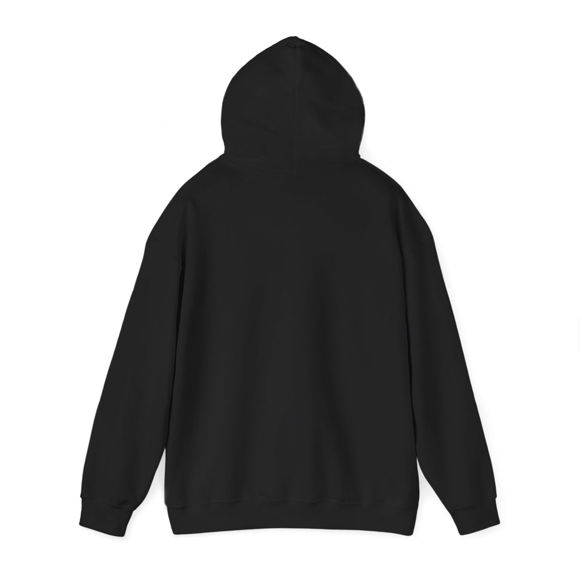 Dreaming of Chaos hoodie — black, back view with hood up