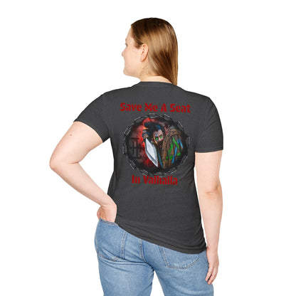 Viking Warrior T-Shirt — "Violence Is Always An Option" / "Save Me A Seat In Valhalla"