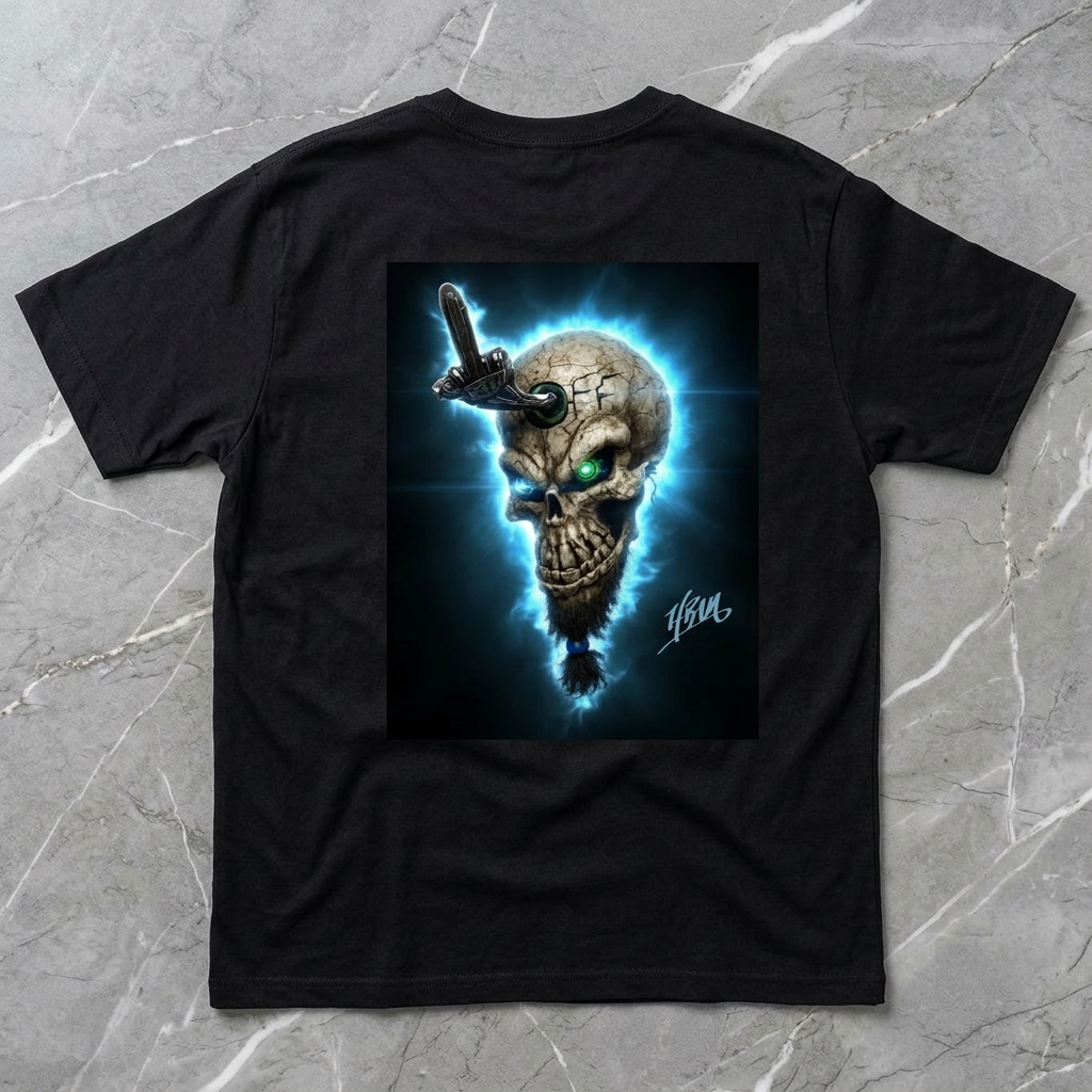 Warrior Skull Rashguard Tee — Viking Berserker & Neon Skull Graphic