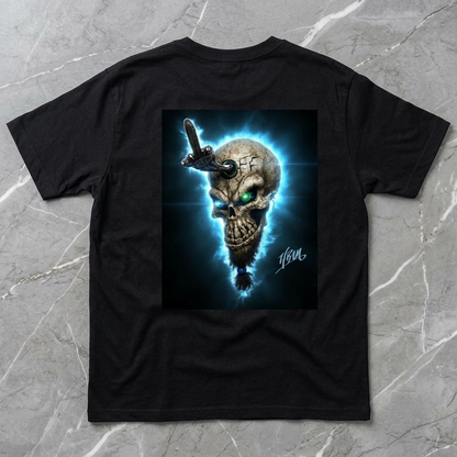 Warrior Skull Rashguard Tee — Viking Berserker & Neon Skull Graphic