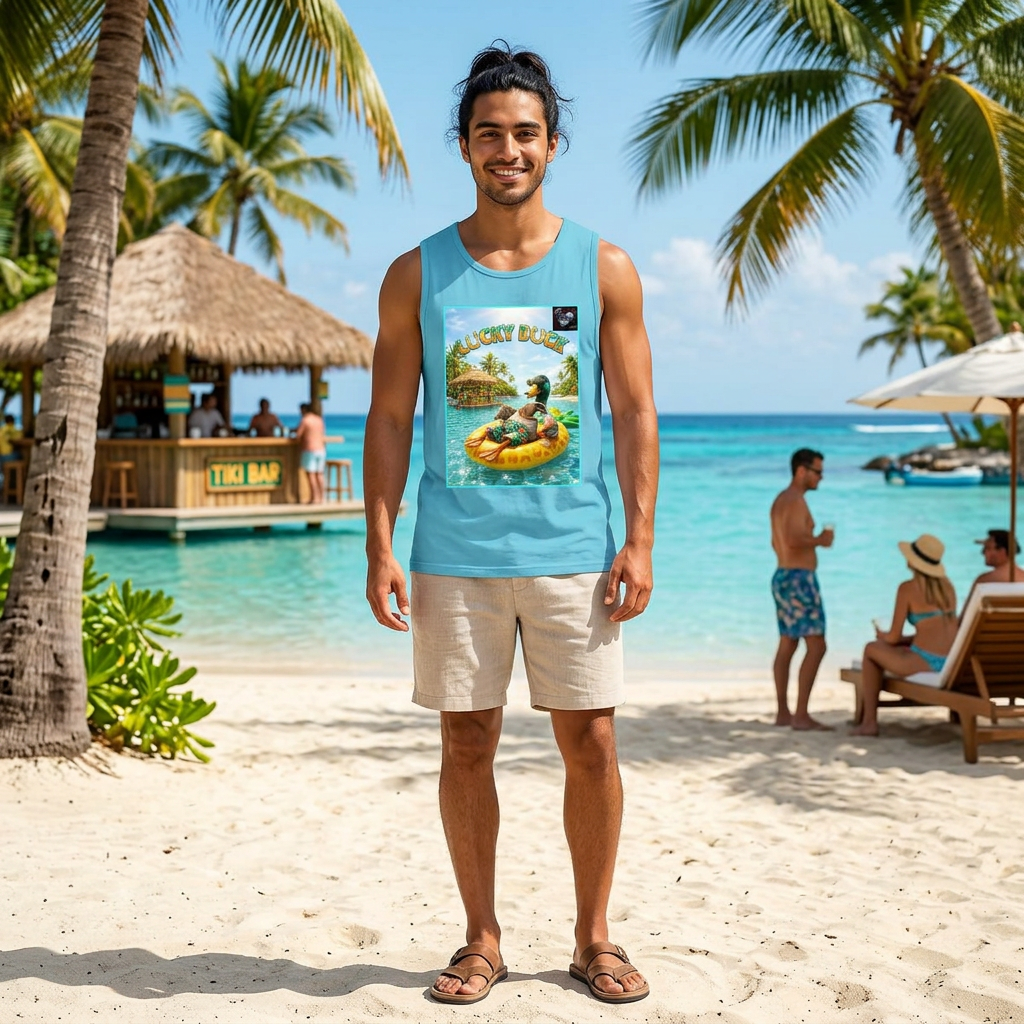Lucky Duck Tropical Tank Top — "Make Every Moment Count... Forever Summer" Beach Graphic